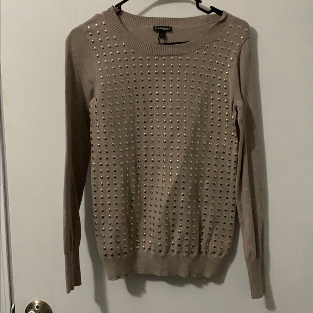 Gold studded sweater from express. Beige sweater